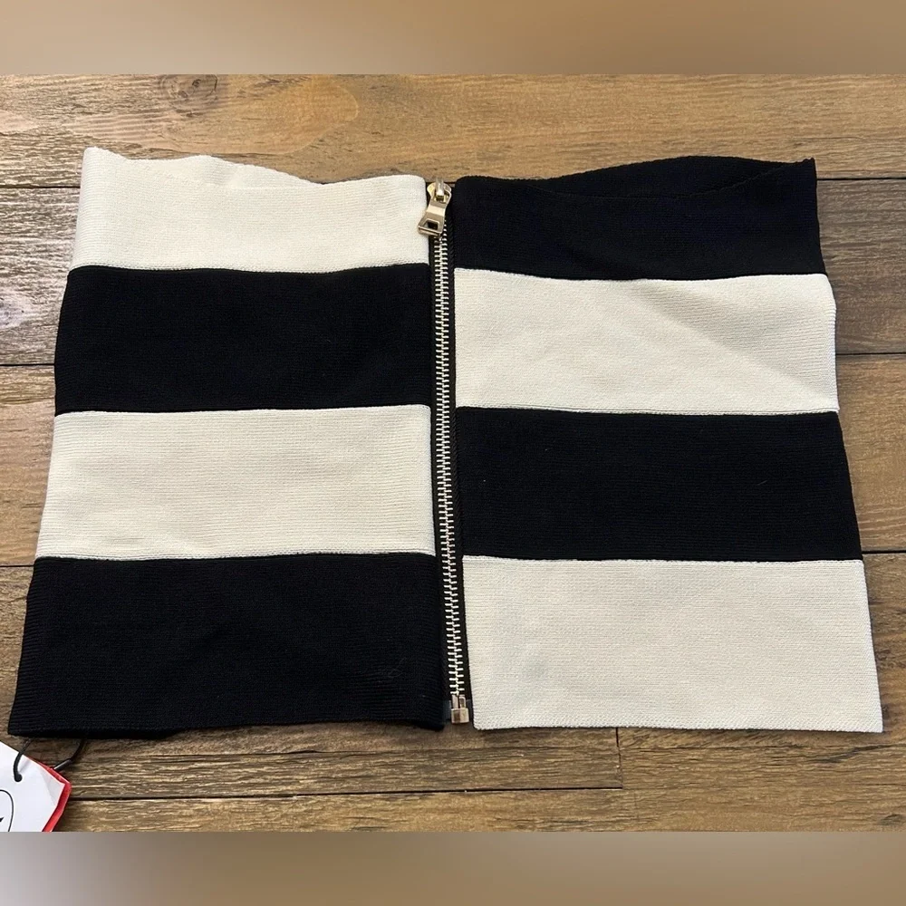 CIDER Bandeu Black and White Striped tube top Monochrome minimalist - Picture 6 of 12